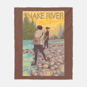 Kvinnaflygfiske - Snake River, Idaho Fleecefilt