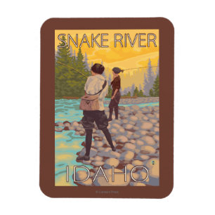 Kvinnaflygfiske - Snake River, Idaho Magnet