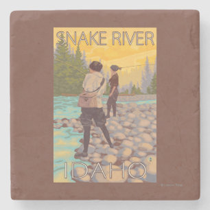 Kvinnaflygfiske - Snake River, Idaho Stenunderlägg