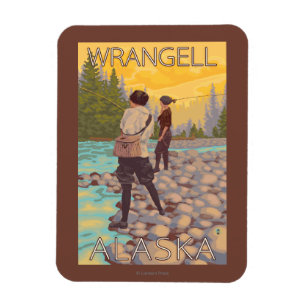 Kvinnaflygfiske - Wrangell, Alaska Magnet