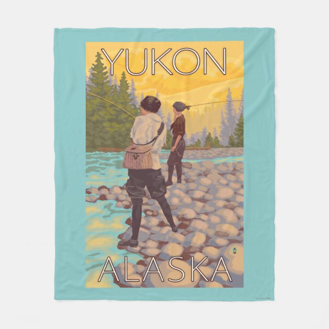 Kvinnaflygfiske - Yukon, Alaska Fleecefilt (Framsidan)