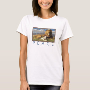 kvinnafredLamb och lejon t-skjorta T-shirt