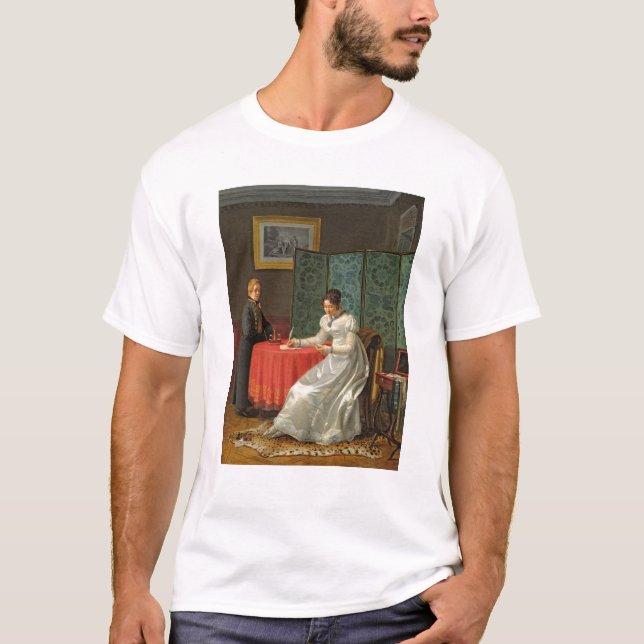 Kvinnahandstil ett brev tee shirt (Framsida)