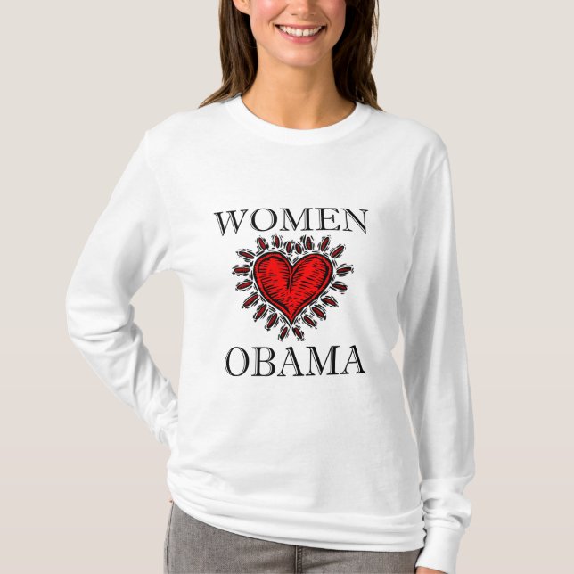 Kvinnahjärta Obama T Shirt (Framsida)