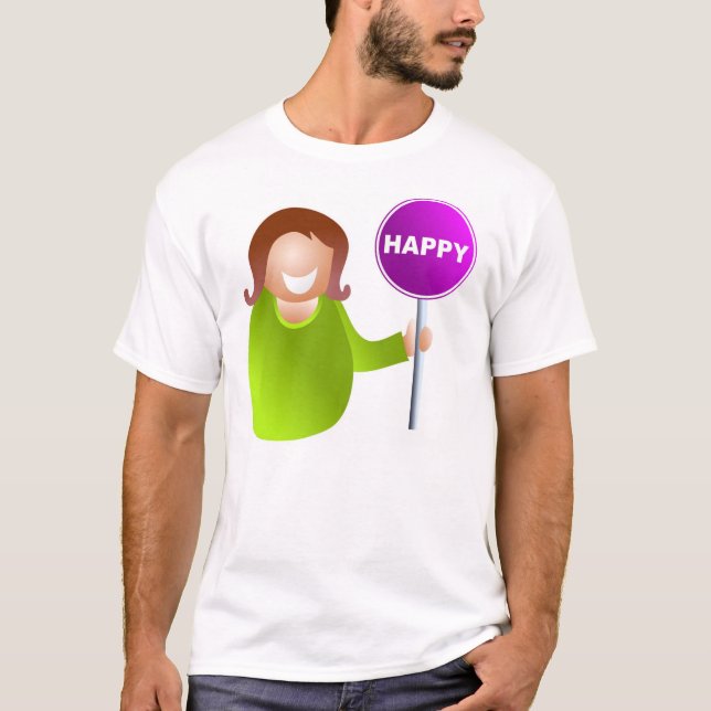 Kvinnainnehav som en lycklig undertecknar t-shirt (Framsida)