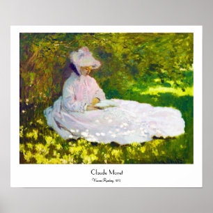 Kvinnaläsning Claude Monet Poster