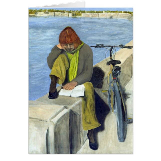 Kvinnaläsning Hälsningskort (Framsidan)