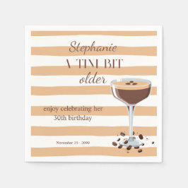 Kvinnan är en liten gammal Espresso 30-årsdag Pappersservett