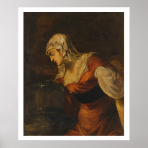 Kvinnan av Samaria på brunnen, c.1560 (olja på c Poster