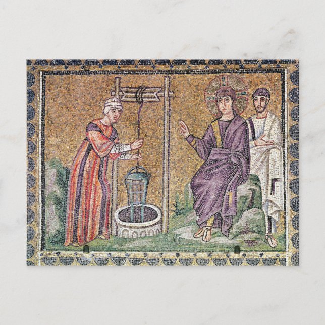 Kvinnan av Samaria på brunnen Vykort (Framsida)