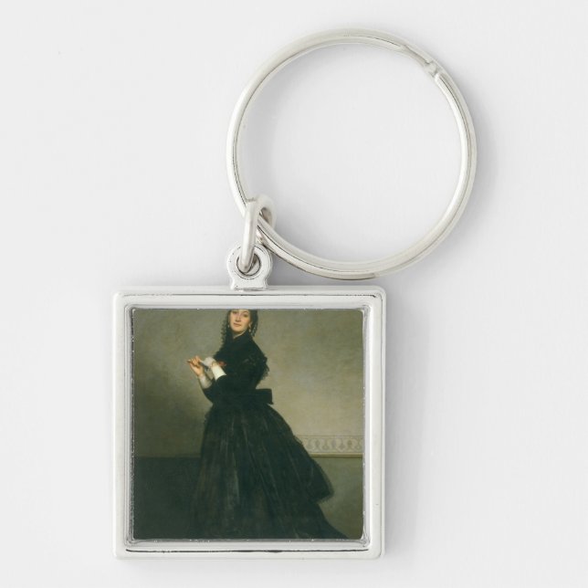 Kvinnan med handsken, 1869 fyrkantig silverfärgad nyckelring (Framsidan)
