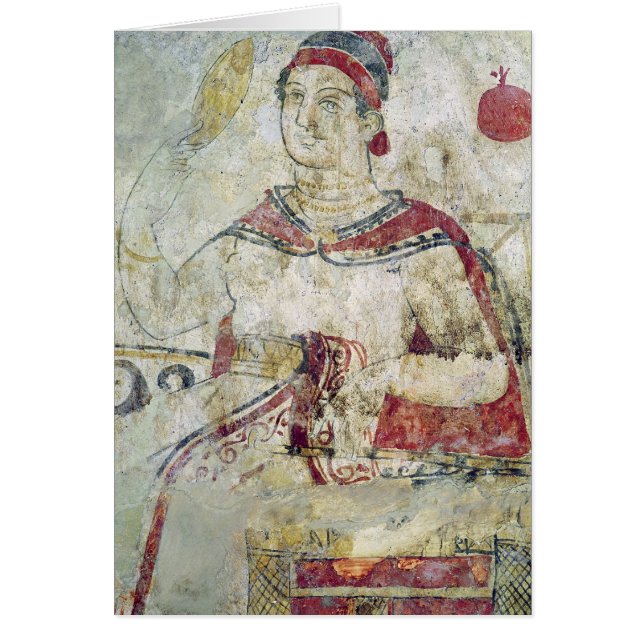 Kvinnan på henne toaletten, specificerar från ett hälsningskort (Framsidan)