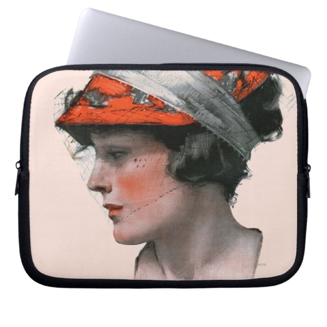 Kvinnan profilerar laptop sleeve (Framsidan)