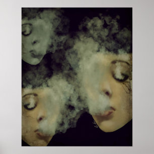 Kvinnan röker Vape Grungekonst Poster