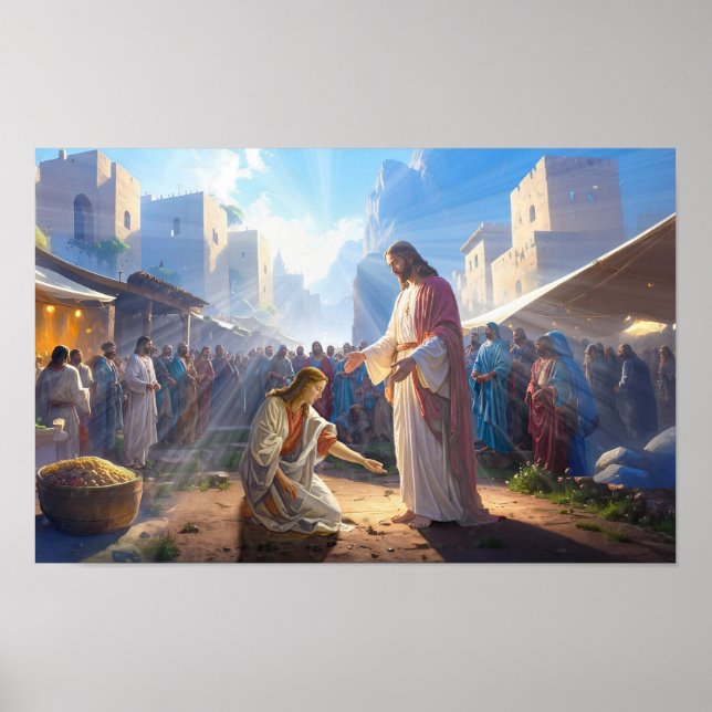 Kvinnan som helades genom tro poster (Framsidan)