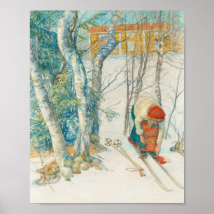 Kvinnan som sätter på, skidar - Skidloperskan Poster