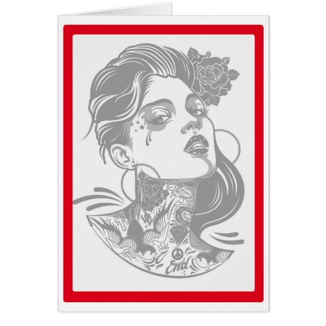 KVINNAN UNDERTECKNAR HÄLSNINGSKORT (Framsidan)