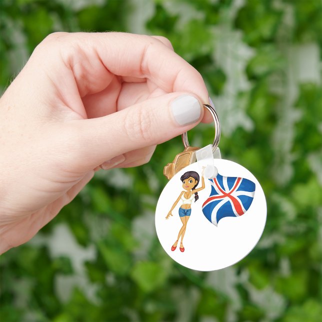KVINNAN Waking A Union Jack Flagga Keychain Nyckelring (Skapare uppladdad)
