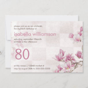 Kvinnans 80:e Födelsedagsfest Mauve Magnolias Inbjudningar