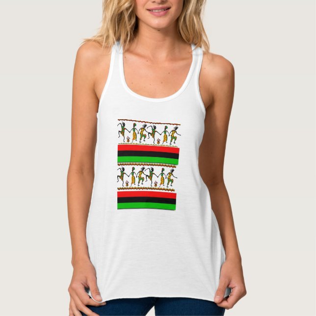 kvinnans afrikanska tanktop-shirt linne med racerback  (Framsida)