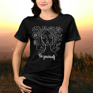 kvinnans ansikte med blommor - var själv t shirt