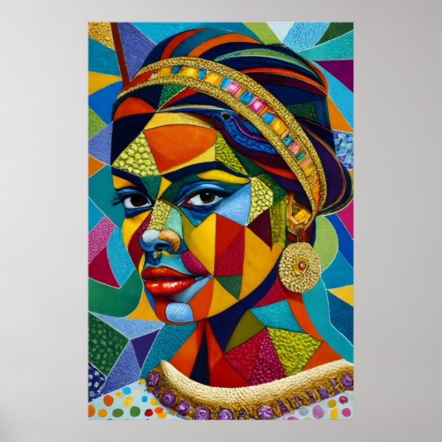 Kvinnans ansikte på mosaik poster (Framsidan)