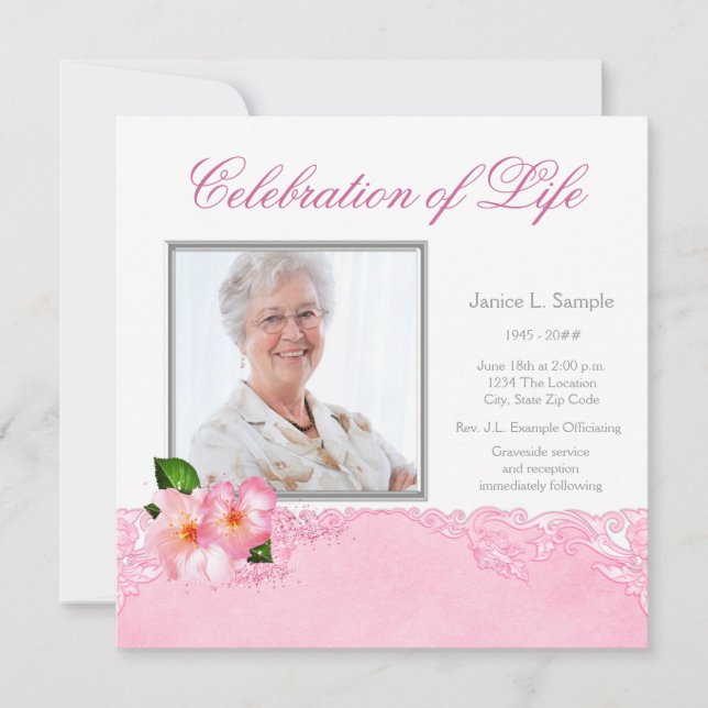 Kvinnans Foto Minnesstund Annonsering Inbjudningar (Framsida)