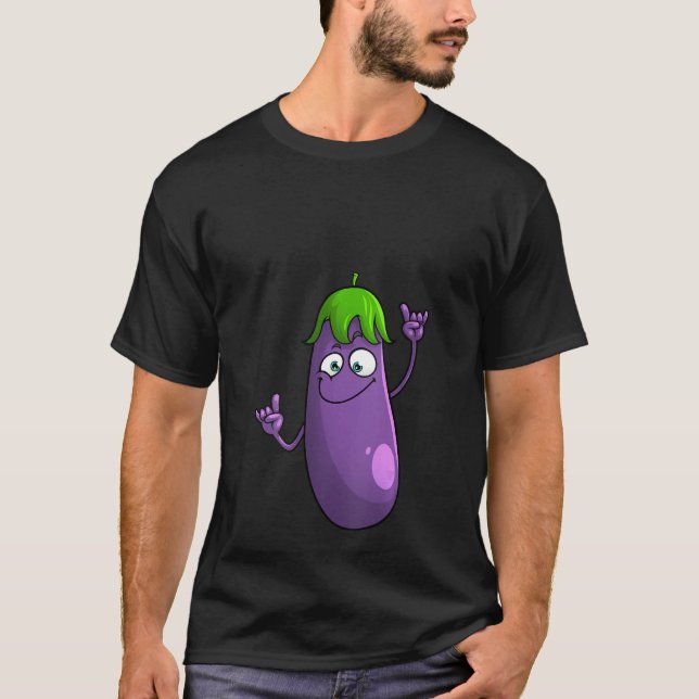 Kvinnans Funny Eggplant S För manar Women Fruit Ve T Shirt (Framsida)
