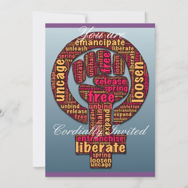 kvinnans höger upphöjda Fist Thunder_Cove oavsett  Inbjudningar (Framsida)