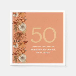 Kvinnans höstblomma 50:e födelsedag pappersservett