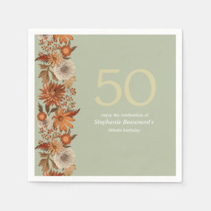Kvinnans höstblomma 50:e födelsedag pappersservett