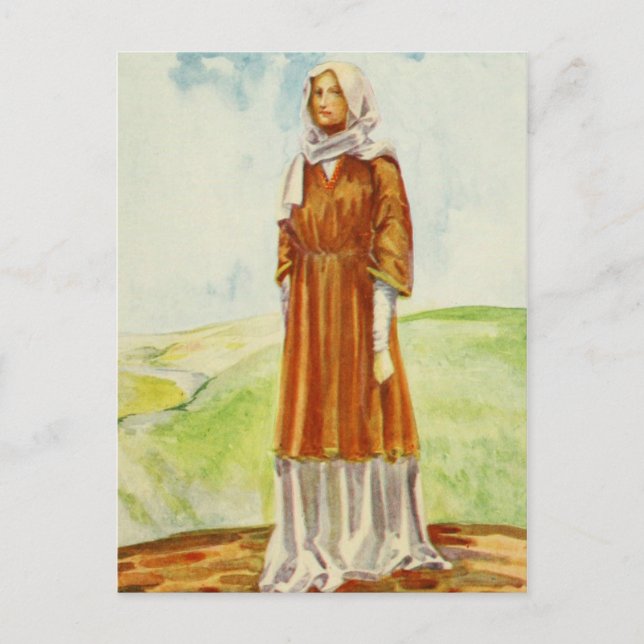 Kvinnans kostym under tiden William I Vykort (Framsida)