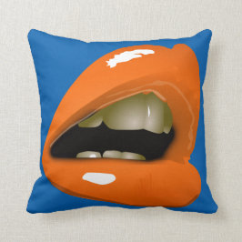 Kvinnans Läppar i Orange Pillow Kudde