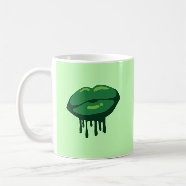 Kvinnans läppar St. Patrick's Day Design-66678 Kaffemugg (Vänster)