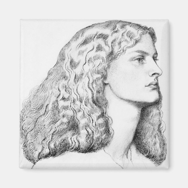 kvinnans porträtt teckning magnet (Framsidan)