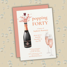 Kvinnans roliga champagneflaska som poppar 40-årsd