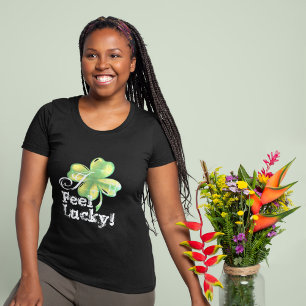 Kvinnans svarta, jag har tur, Shamrock T-Shirt