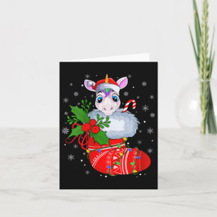 Kvinnans underliga Unicorn i julklapp Santa Clau Kort