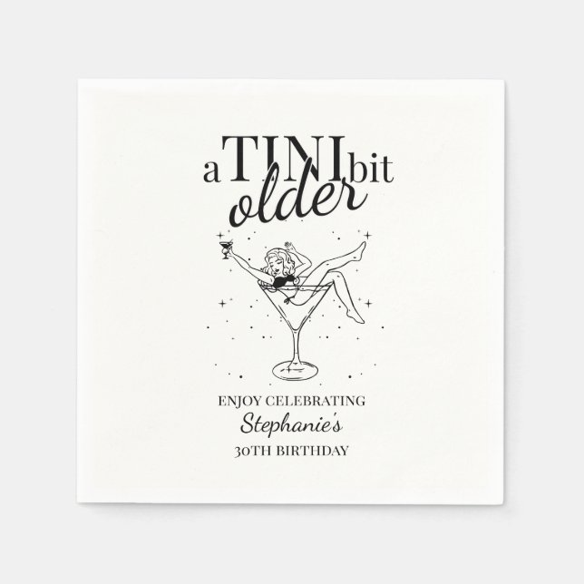 Kvinnas En Tini Bit Äldre Martini 30-årsdag Pappersservett (Framsidan)