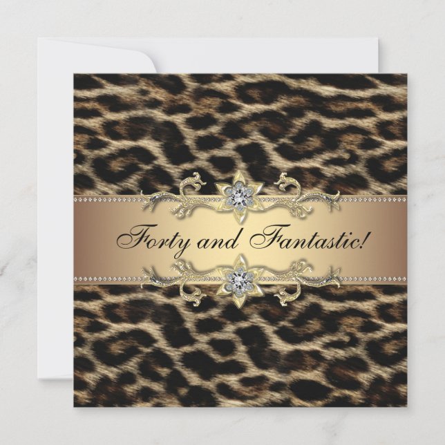 Kvinnas leopard födelsedagsfest inbjudningar (Framsida)