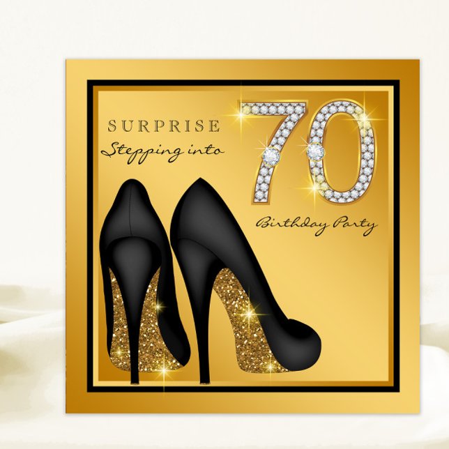 Kvinnas överraskningsfest på 70-årsdagen inbjudningar (Skapare uppladdad)