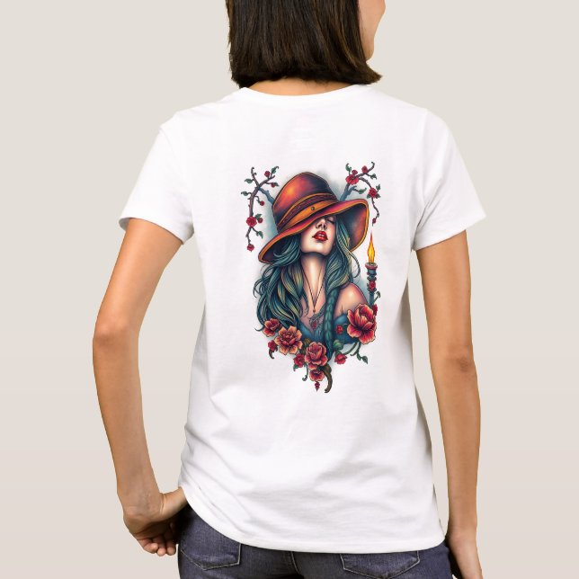 Kvinnas sinne: Grace, styrka och skönhet T Shirt (Baksida)