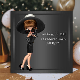 Kvinnas söta diva-födelsedagsfest inbjudningar