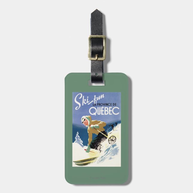 Kvinnaskidåkning - både engelska och fransk bagagebricka (Vertikal Framsida)