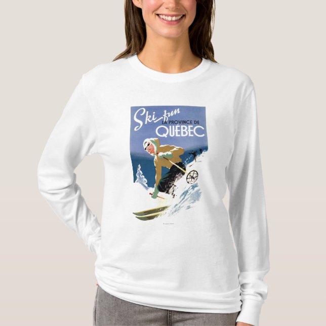 Kvinnaskidåkning - både engelska och fransk t-shirt (Framsida)