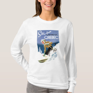 Kvinnaskidåkning - både engelska och fransk tee shirt