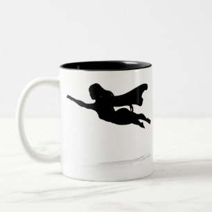 KvinnaSuperheroSilhouette Två-Tonad Mugg