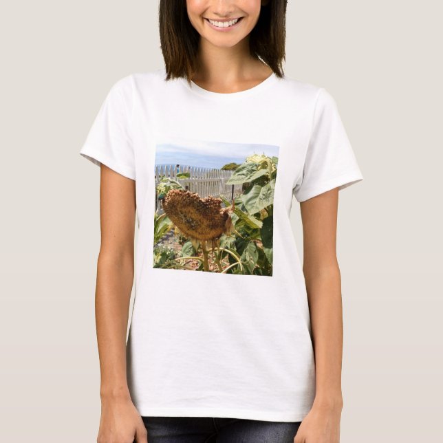 KvinnaT-tröja med fotoet av solrosen T Shirt (Framsida)