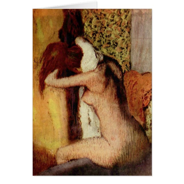 Kvinnauttorkning henne nacke hälsningskort (Framsidan)