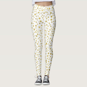 Kvinnavitdamasker med guld- stjärnor leggings